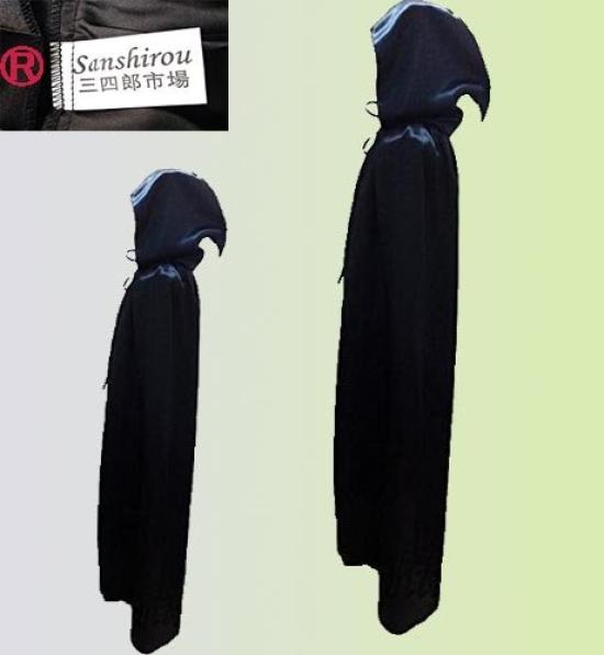 Sanshiro Market Dracula Ghost Costume with Hood and Adult Size XL Cloak, Black,