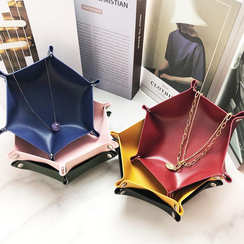 В наличии Скандинавский шестиугольный поднос для хранения кубиков и косметики из искусственной кожи