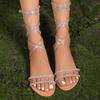 Женские сандалии на плоской подошве в сочетании с современными сандалиями со шнуровкой Crystal Cross Женская обувь на распродаже 2024 Модные женские сандалии