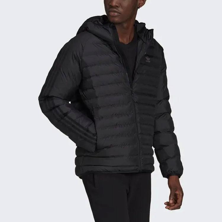 adidas Оригинальная однотонная хлопковая куртка с капюшоном на молнии для мужчин, верхняя одежда черного цвета HD4757