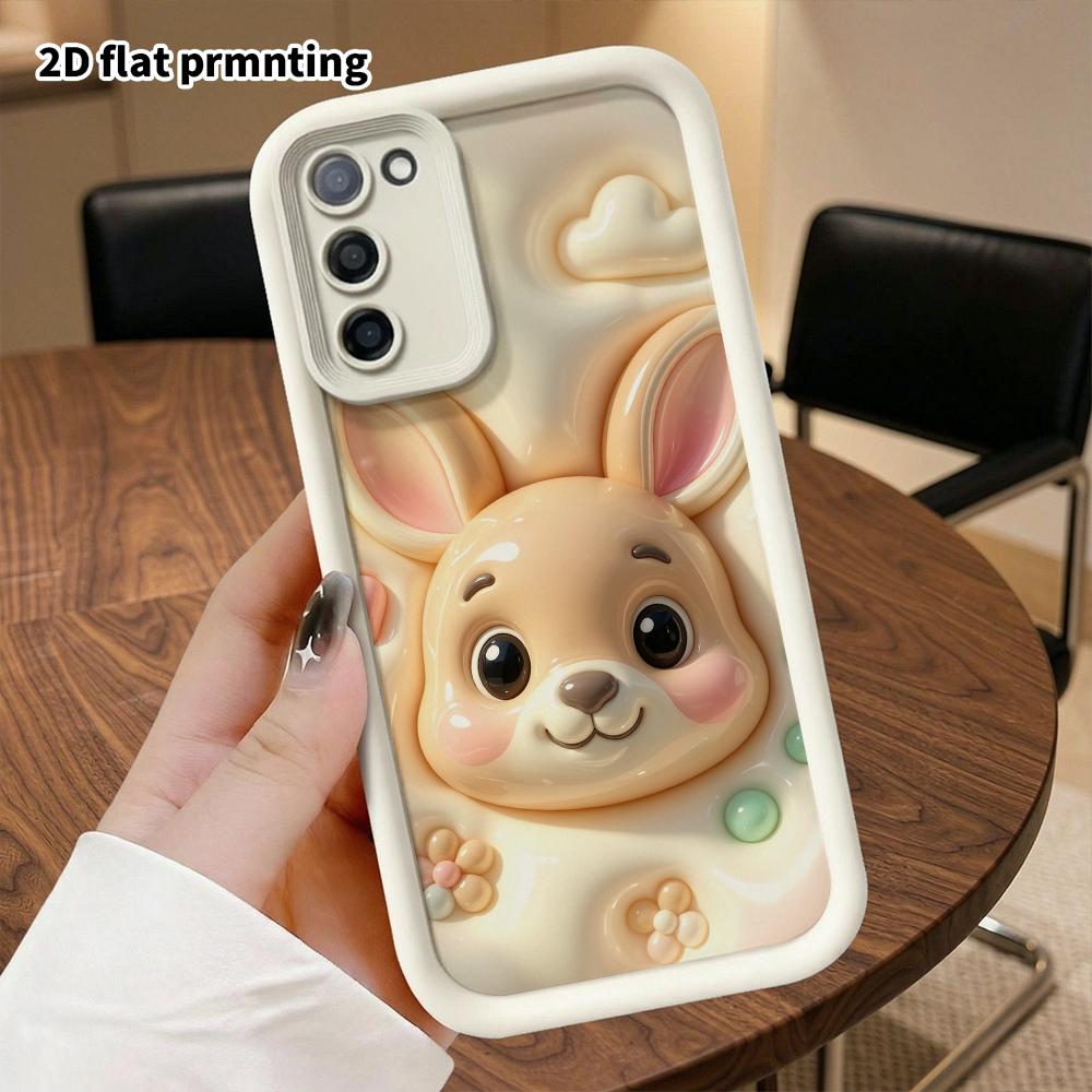 Phone Case: 2D flat, suitable for Samsung Galaxy A34 A35 M05 M06 S20 S22 S21 FE Plus 5G protective cases, light beige little bunny, perfect holiday gi