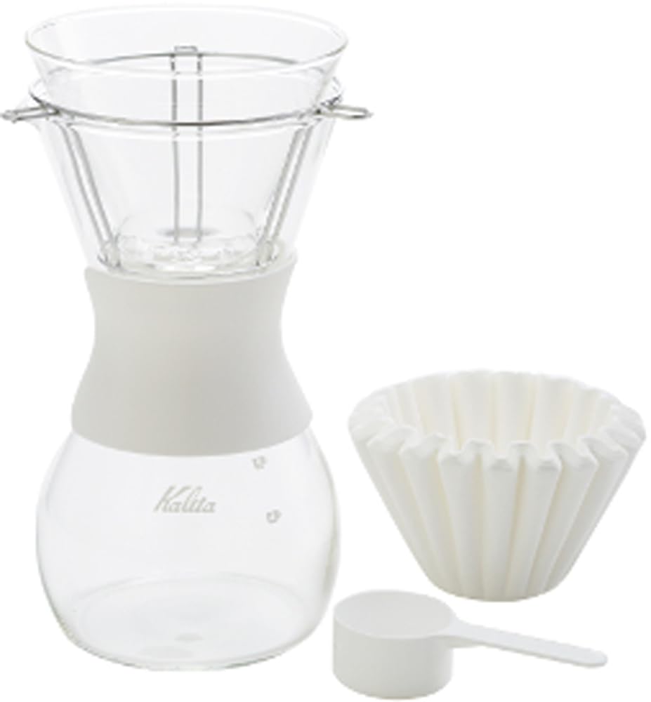 Kalita Coffee Dripper Wave White Drip Coffee Equipment for Two or Four or Coffee Gift for Respect for the Aged Day Set, 2-4 Servings, Style, #185,