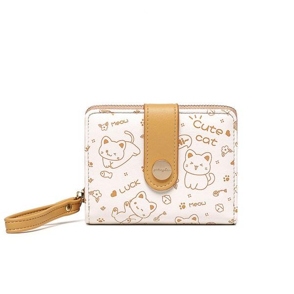 General K Women's Half Wallet Cat Character Button Zipper Wallet