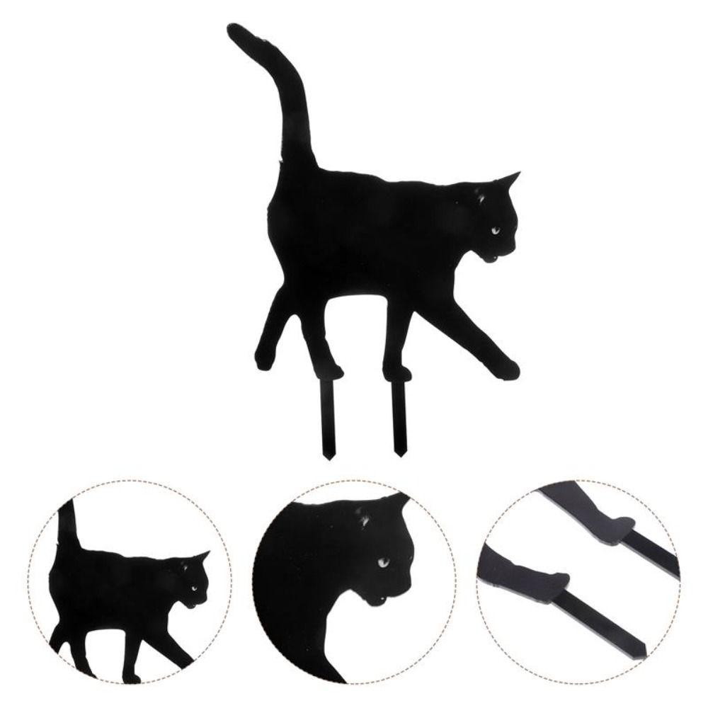 Black Acrylic Cat Stake Waterproof Simulation Black Cat Statue Cat Garden Stake  Courtyard