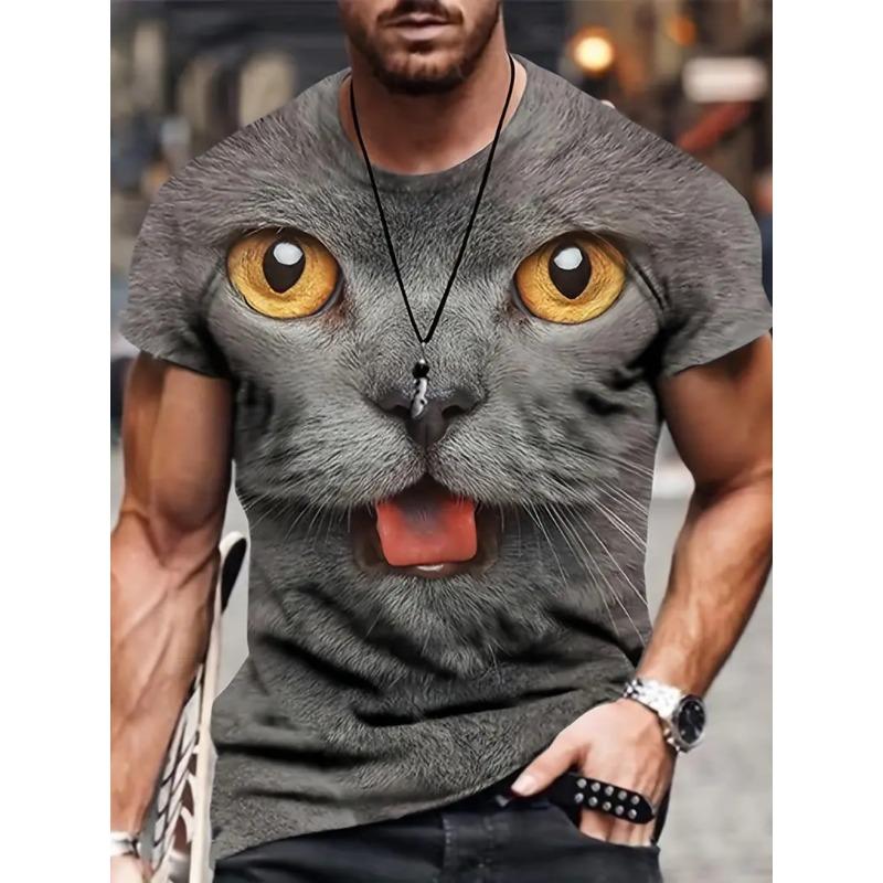 Новая мужская футболка с принтом 3D Cat Full Print, повседневная модная забавная футболка с коротким рукавом, унисекс, летняя футболка свободного покроя в уличном стиле