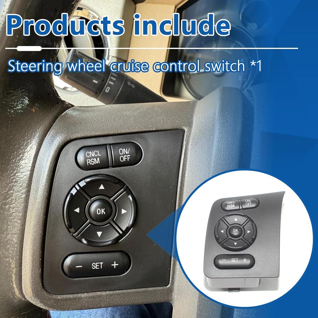 SW6770 Steering Wheel Cruise Control Switch Left Side Replacement for Ford F250 F350 F450 F550 2011-2017 Replace SW-6770 BC3T-9E740-AFW