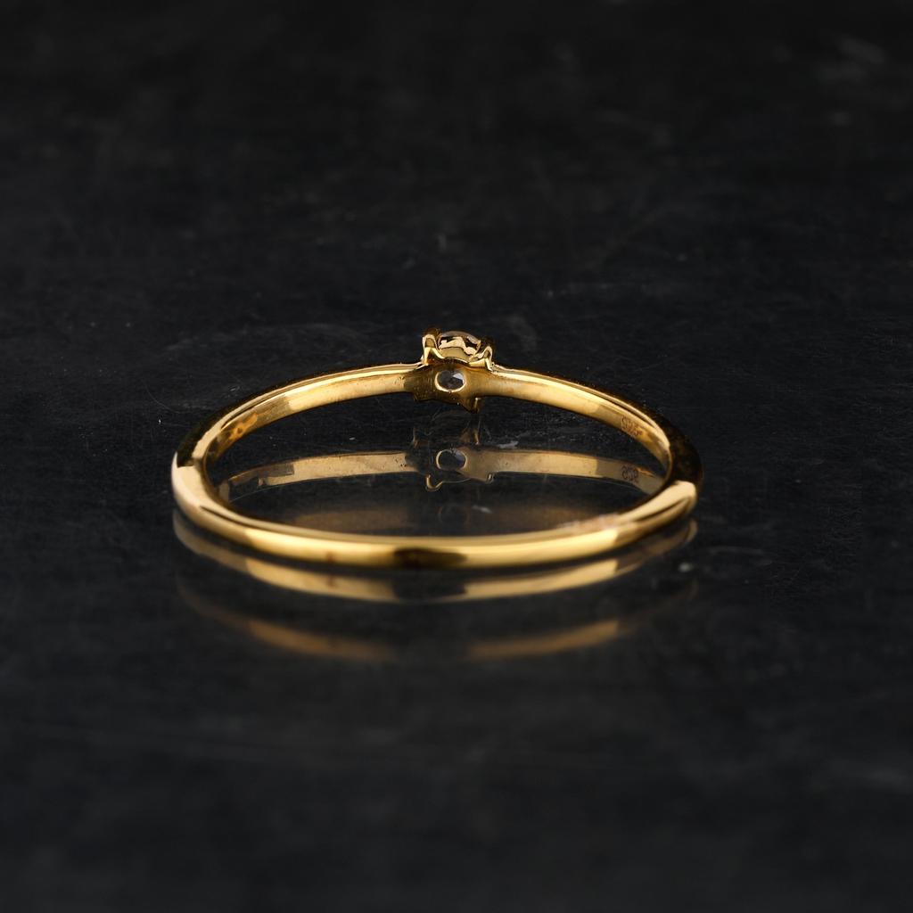 925 Sterling Silver Gold Plated White Topaz Ring Round 3mm Minimal Handmade Fine Jewelry Gift for Her