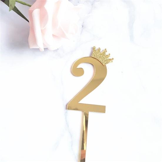 Cake Numeral Topper Crown Style Dazzling Acrylic Number Cake Topper Anniversary Birthday Party Decoration for Home