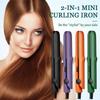 Mini Dual Purpose Curling Iron, 2025 New 2 in 1 Mini Curling Wand Flat Iron Hair Straightener, Portable Travel Curling Wand