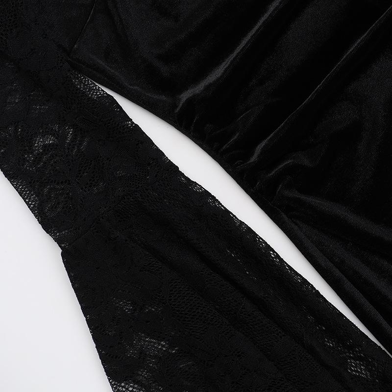 AltGoth Palace Style Готическое бархатное платье для женщин Хэллоуин Fairycore Grunge кружевное пэчворк халтер с высокой талией корсетное платье праздничная одежда