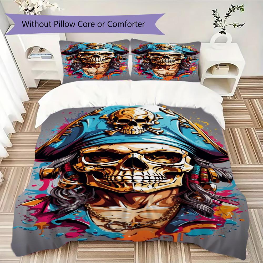 Colorful pirate captain Pattern Bedding,Quilt Set Quilt Cover Pillowcase Home Birthday Gift (1*duvet cover+2*pillowcase,without core)ZSJT0917197