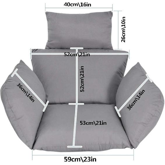 Подушка только для кресла-яйца, Сменная подушка сиденья для подвесного кресла-качалки для улицы, Утолщенный водонепроницаемый моющийся чехол для подушки кресла-гамака с подголовником