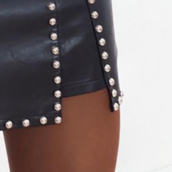 Женская юбка однотонная с отделкой заклепками, с высокой талией, быстросохнущая, короткая юбка для вечеринок