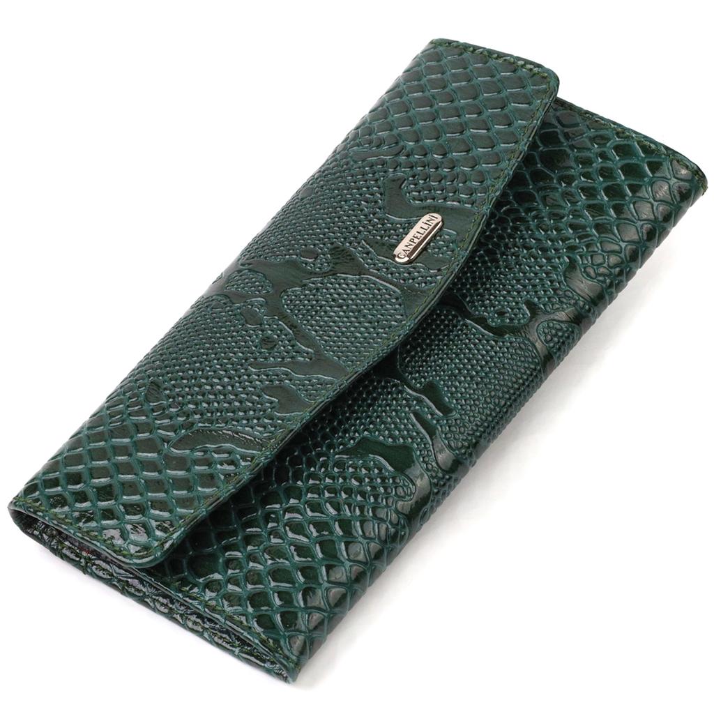 Women's Patent Leather Wallet with Snake Embossing CANPELLINI 21694 Green