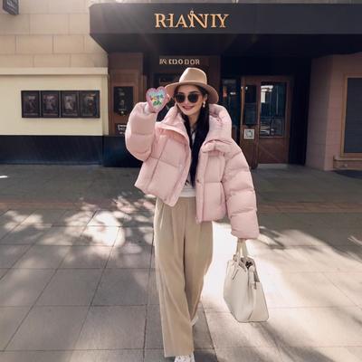 2025 Осень/Зима Корейская версия простой повседневной худи на молнии, свободная короткая теплая пуховая хлопковая куртка-пуховик