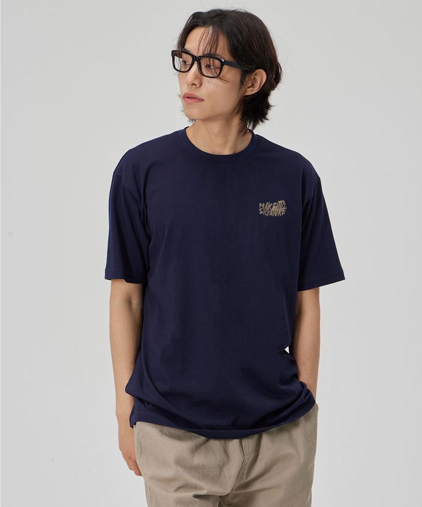 MAKEITTO [Graffiti Logo] Crew Neck Tee_Navy