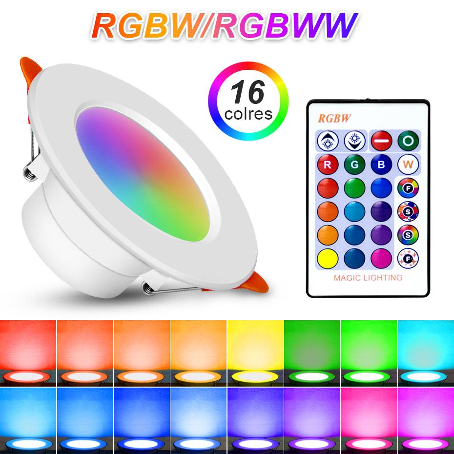 Светодиодный светильник RGB, 10 Вт, встраиваемые потолочные прожекторы, AC 110 В, 220 В, регулируемая внутренняя лампа, ИК-пульт дистанционного управления с функцией памяти