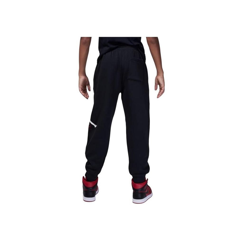 Jordan MJ Baseline Lace-Up Side Print Fleece Casual Knit Sports Pants Kids Pants Black FZ6362-010