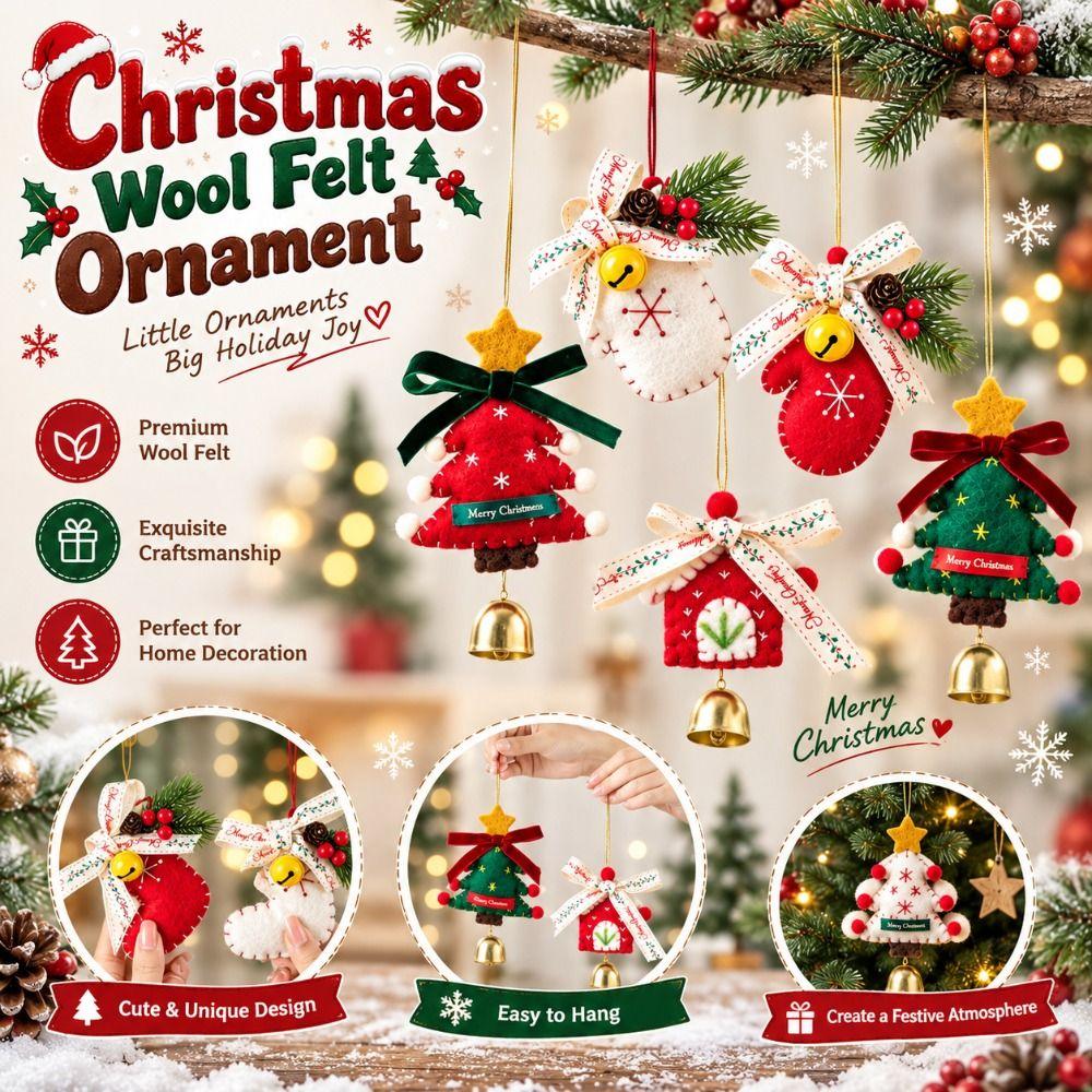 Boots Christmas Wool Felt Ornament Retro Holiday Tree Ornament Christmas Tree Hanging Decor
