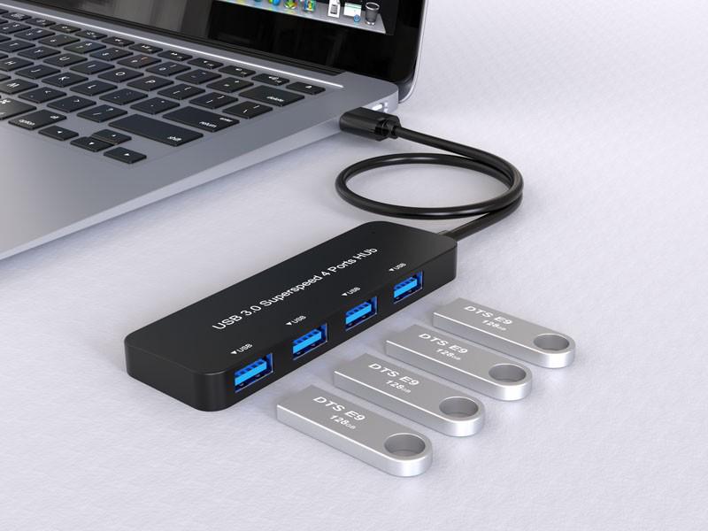 4-портовый USB 3.0 концентратор и док-станция: Быстрое чтение данных и высокоскоростная загрузка