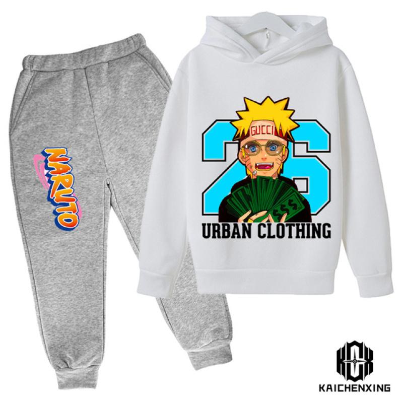 2023 модная детская одежда, костюм, толстовка с капюшоном Наруто для мальчиков, брюки из 2 предметов, детский спортивный костюм Наруто с героями мультфильмов, костюм Наруто для мальчиков