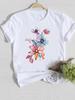 Summer Graphic Tee Fashion T-shirts Clothing Short Sleeve Ladies Watercolor Style Flower Casual Women Female T Shirt Clothes