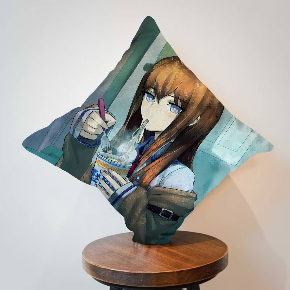 Anime Steins Gate Pillow Gift Home Office Decoration Bedroom Sofa Car Cushion Cover case x