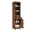 Tall Freestanding Bathroom Cabinet, Vertically Fluted Fronts, Reversible Left-Right Door, Drawer, Soft-Close Hinges, 40×36×172 cm, Walnut Color