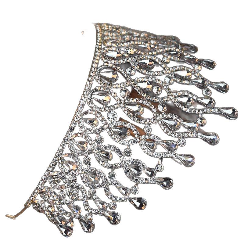 Большая корона европейской и американской невесты, роскошный барочный кристальный головной убор, корона на день рождения, корона для бала, конкурса красоты, церемонии награждения и корона для волос