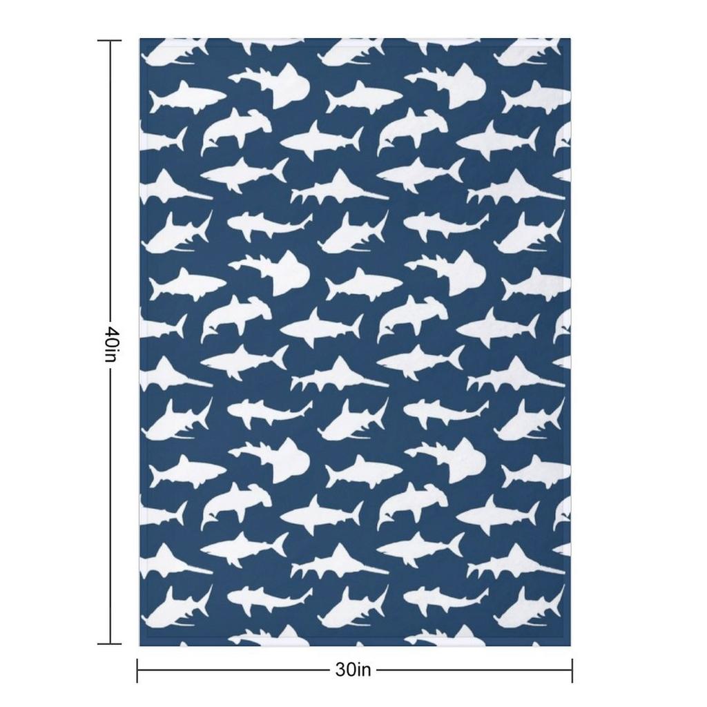 Акулы на темно-синем пледе для младенцев Милый клетчатый плед для кровати Модный плед для диванов
