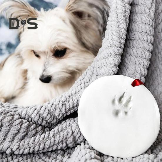 2 Pcs Dog/Cat Paw Print Kit DIY Pet Paw Print Hanging Ornament with Customization Tools And Display Stand Clay Pawprint Keepsake Kit