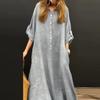 Women's Summer Casual Pockets Shirt Neck Long Dresses