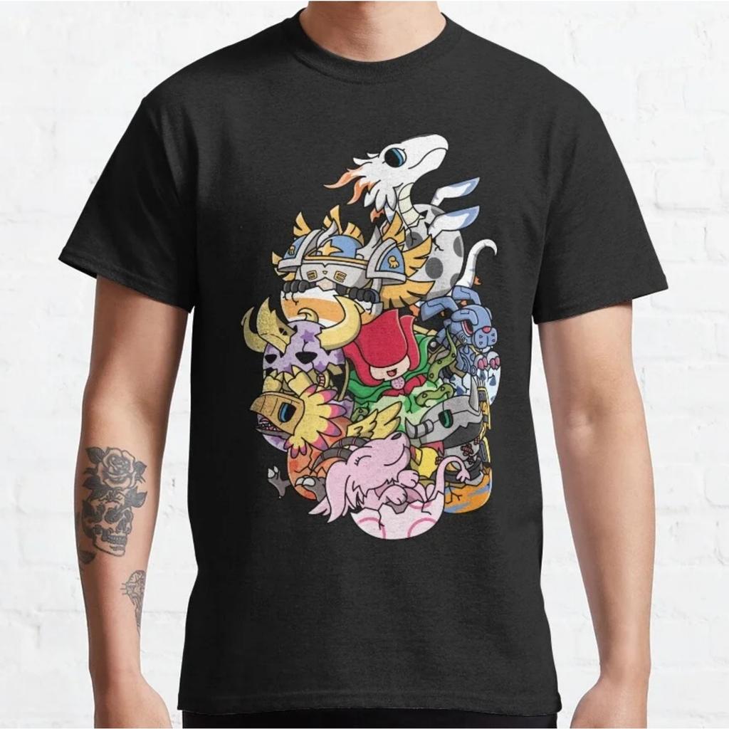 2026 New Fashion Digimon Gabumon Evolution Cotton Parent-child Short Sleeved T-shirt Men and Women's Printed Pattern T-shirt