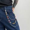 Gothic Punk Belt Chain Jeans Chain Pants Chain Punk Colorful Rhinestone Bead Waist Chain  Male