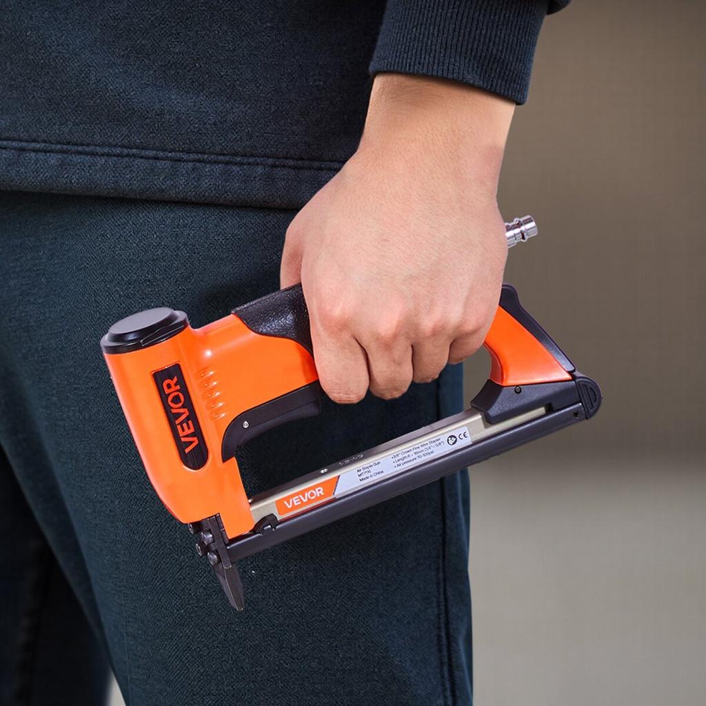Pneumatic Staple Gun, 22 Gauge Air Upholstery Stapler for 71 Series Fine Wire Staples 9.5mm Crown 6-16mm Length, Max 180PCS Loading Air Staple Gun for