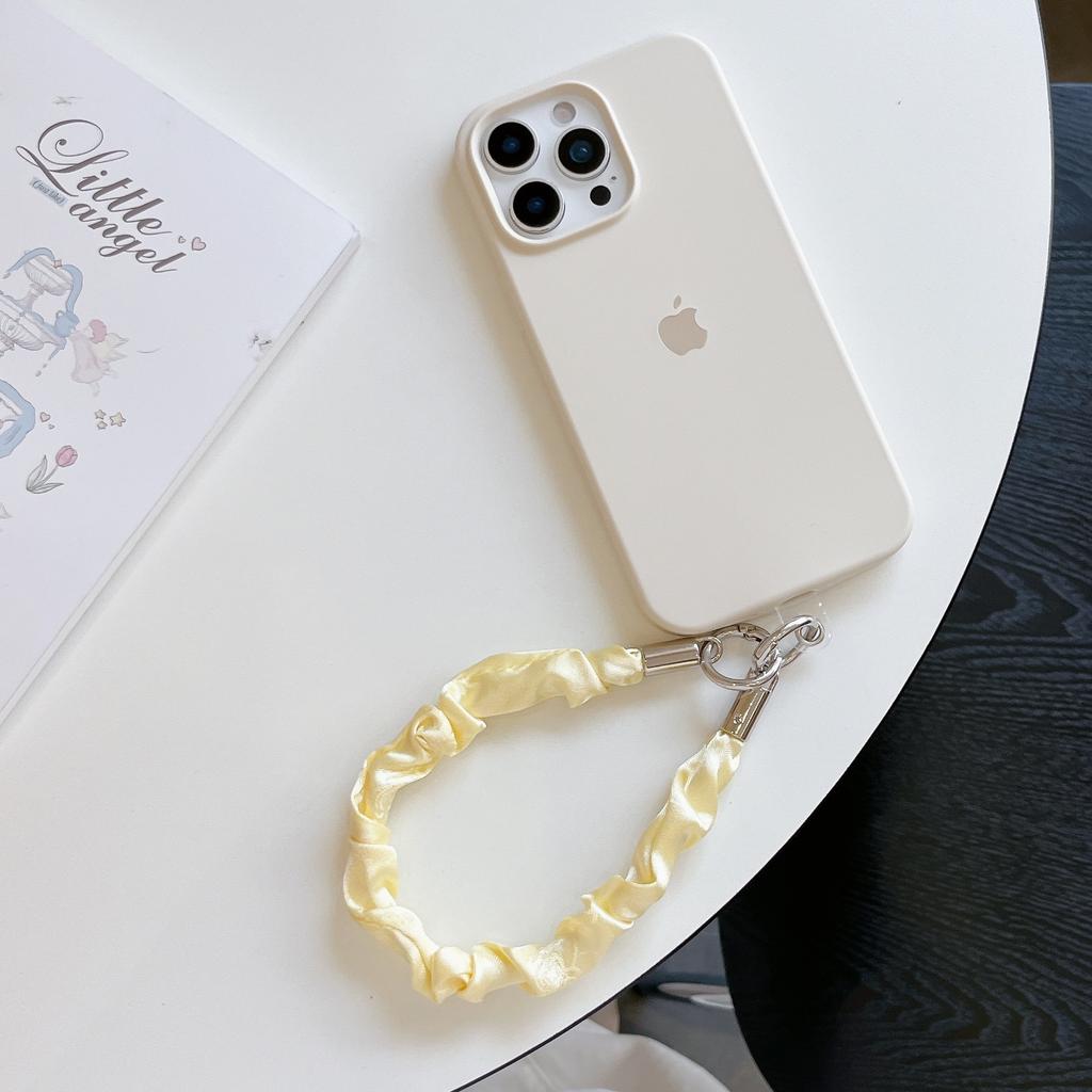 Niche-style High-grade Elastic Belt Plain Large Intestine Wrist Strap New Mobile Phone case Lanyard Short Net Red Envelope Bag