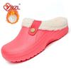 YRZL Women Winter Toe Wrap Warm Solid Color Cotton Slippers Thick Soft Sole Slides Couple Indoor Floor Flat Home Non-slip Shoes