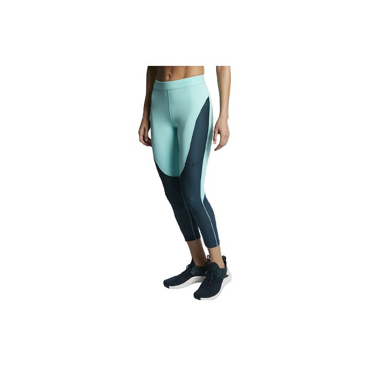 Nike Женские тренировочные брюки-три четверти Pro Hypercool Color Block Tropical-Green AR6696-304