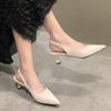 Ladies Shoes On Sale 2024 Fashion Slip On Women's Pumps Autumn Pointed Toe Solid Dress Mid Heel Office Small Fresh High Heels