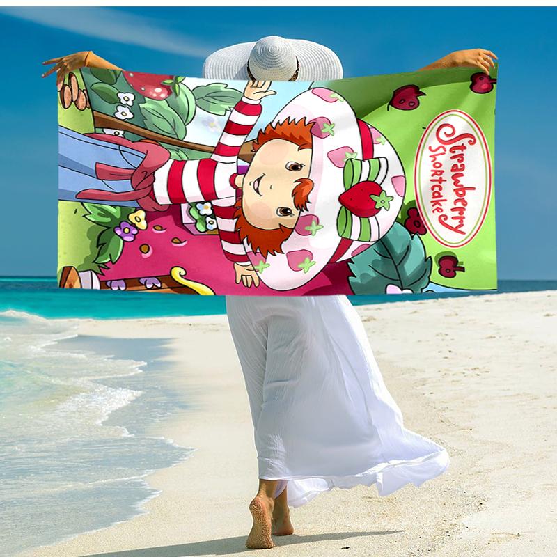 1pc Strawberry Princess2 Beach Towel, Comfortable and Thick, and Swimming/Bath/Picnic/Camping Towel, Suitable for Seaside Beaches