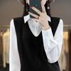 Модный вязаный жилет в корейском стиле с V-образным вырезом, свободный, без рукавов, для женщин