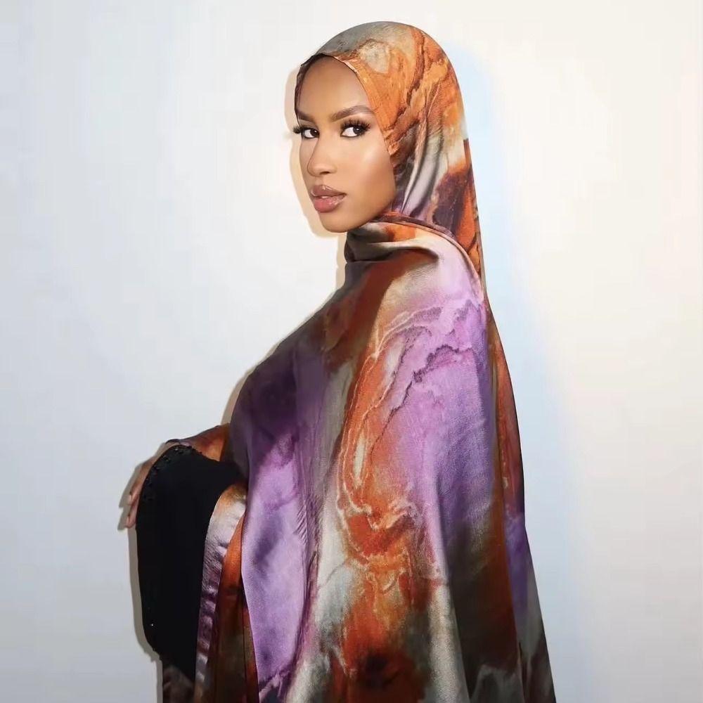 Breathable Satin Scarf Ombre Headscarf Fashion Print Bandana Head Wear