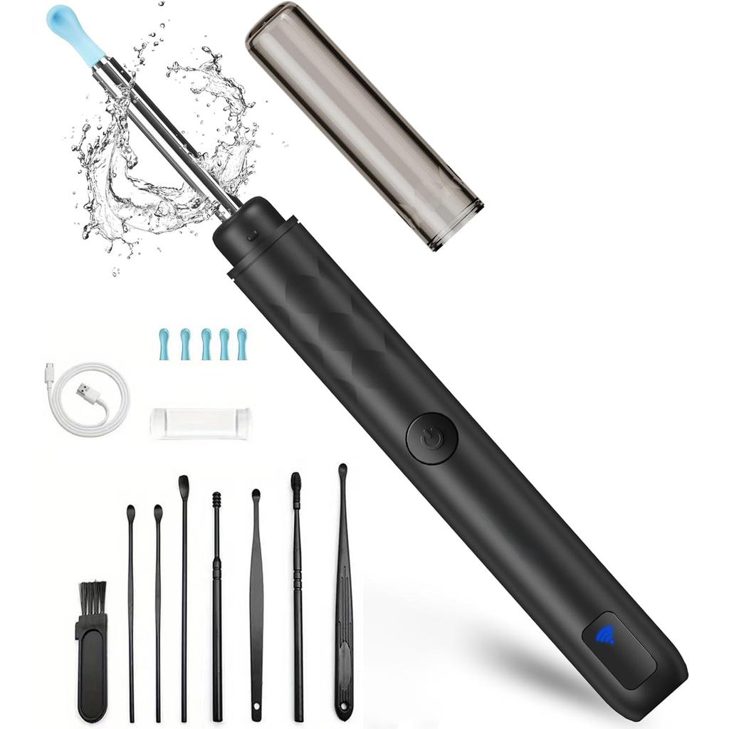 Earwax Removal Tool Kit for IOS Phones Violet Ear Canal Cleaner with 1296P Camera 5 Ear Spoons
