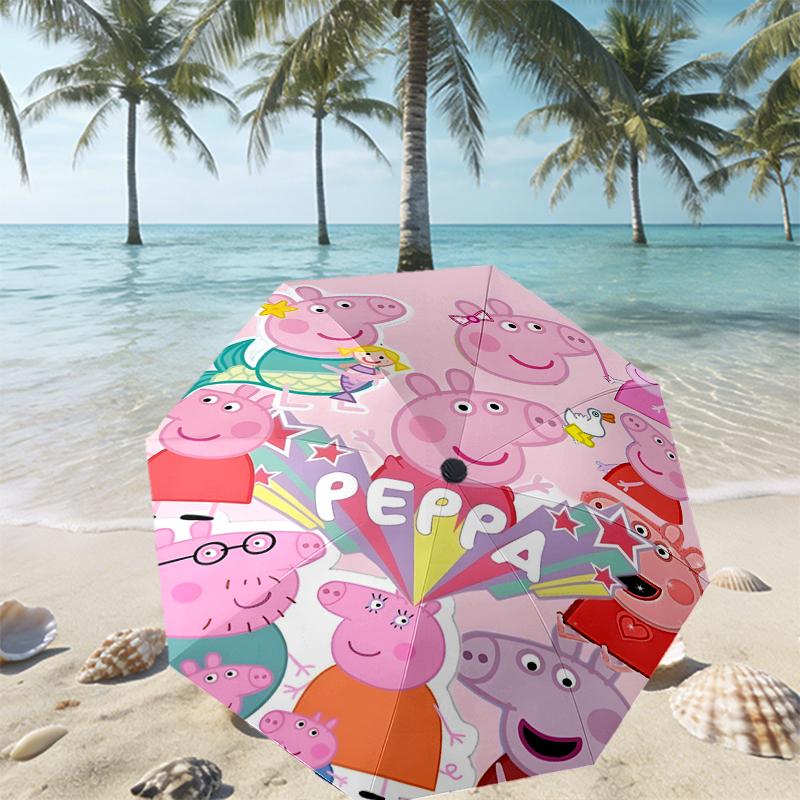 Pink Pig Print Umbrella Automatic Opening/ Closing - Portable Foldable Design - Daily use for Travel/Outdoor - Gift for Birthday