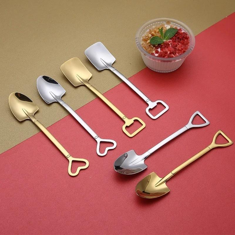1 шт. Лопатка из нержавеющей стали, креативная ретро-десертная ложка, квадратная лопатка для арбуза, ложка в форме сердца для мороженого, открывалка для бутылок