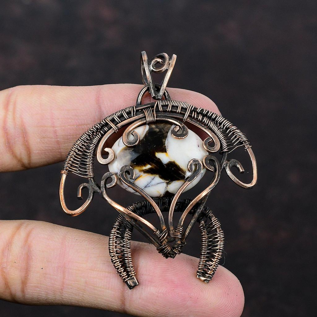 Подвеска из арахисового дерева и яшмы, медная проволока, обернутая подвеска, ювелирные изделия из драгоценных камней, подвеска в форме черепахи, медная проволока, ювелирный подарок для женщин, подвеска ручной работы