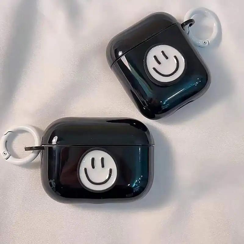 Black smiley face is suitable for Apple AirPods Pro generation Bluetooth headset soft case 1/1/1 generation protective cover decoration