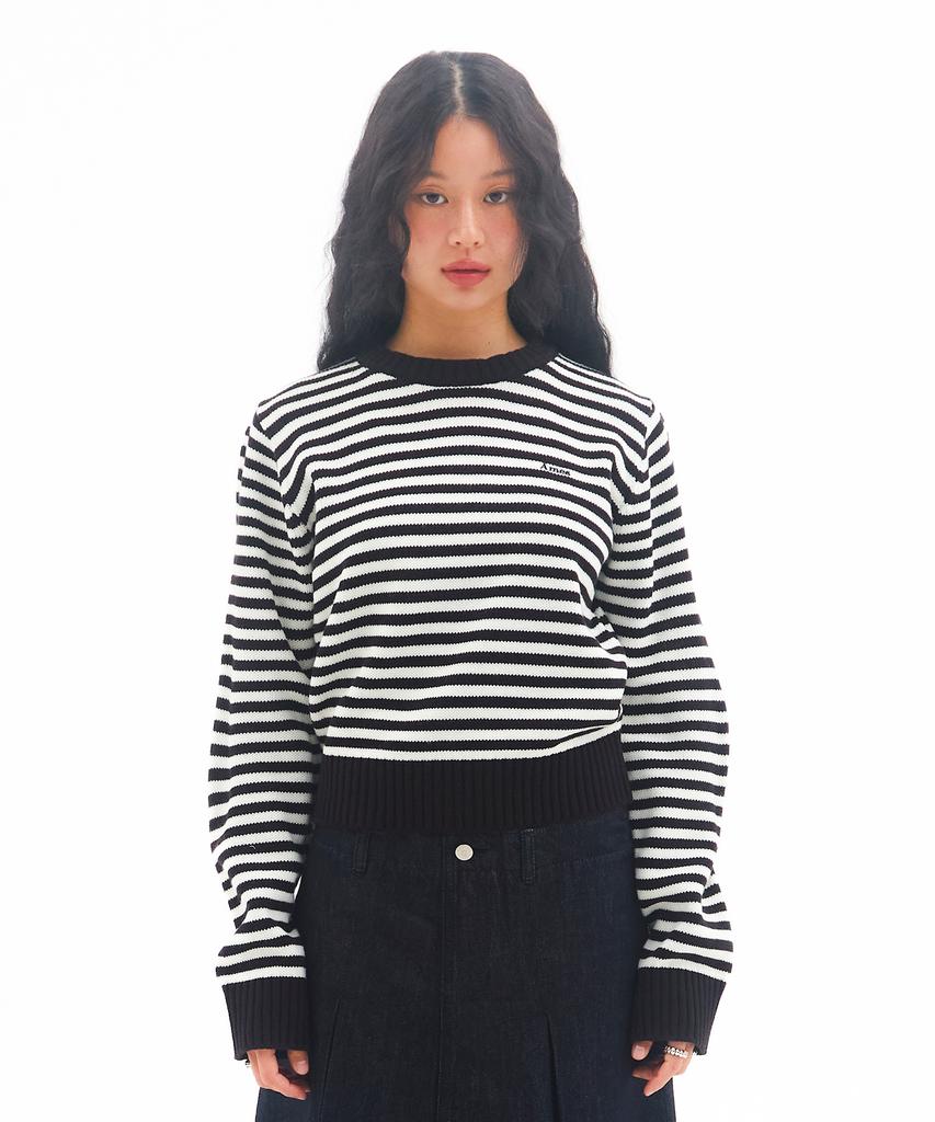 AMES-WORLDWIDE Basic Small Logo Stripe Knit Black