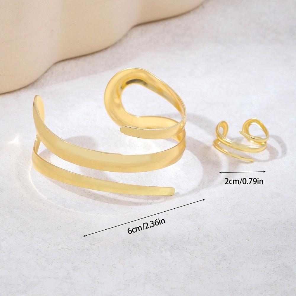 2Pcs/Set Elegant Hollow Snake Armlet Minimalist Geometric Ring Multi-layer Jewelry Set  Parties