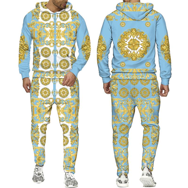 Золотой Пномпень, мужской спортивный костюм с 3D принтом в стиле хип-хоп, толстовка с длинными рукавами, брюки, костюм, весенне-осенний мужской комплект спортивной одежды для бега